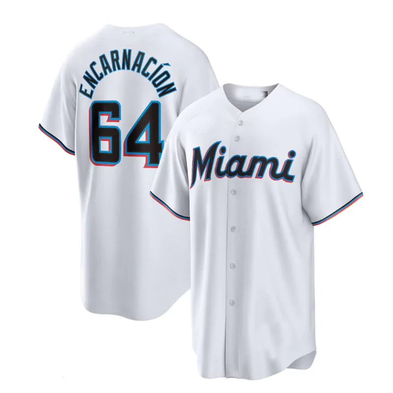 Men's Miami Marlins Jerar Encarnacion #64 White Home Jersey